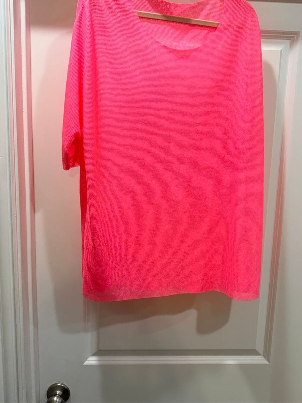 Free People Neon Pink Sheer Oversized Short Sleeve T-Shirt Top One Size
